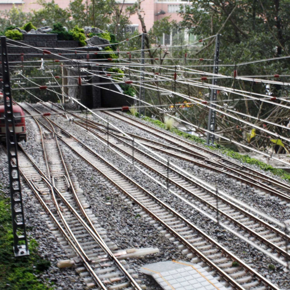 N Масштаб Модель поезда Catenary контактный сетевой сплав колонки, проволока и винты из нержавеющей стали