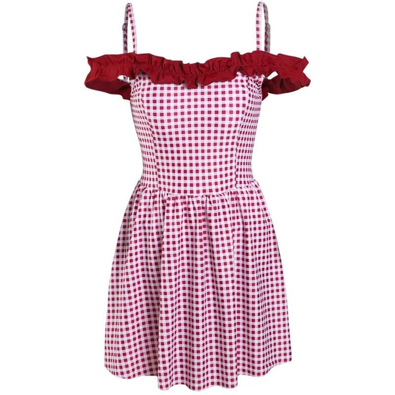 Бикини для маленьких девочек плавательные платья в клетку женские сексуальные