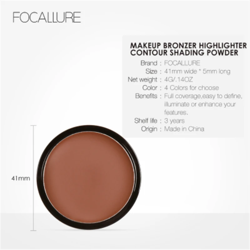 FOCALLURE 4 цвета для макияжа бронзатор Маркер Контур Shading Порошок обрезки макияж