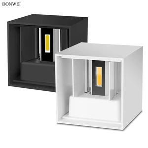 Домашний декор DONWEI 12 Вт COB светодиодный настенный светильник для помещения и улицы в простом стиле алюминиевый настенный светильник для спальни, прихожей, крыльца, балкона