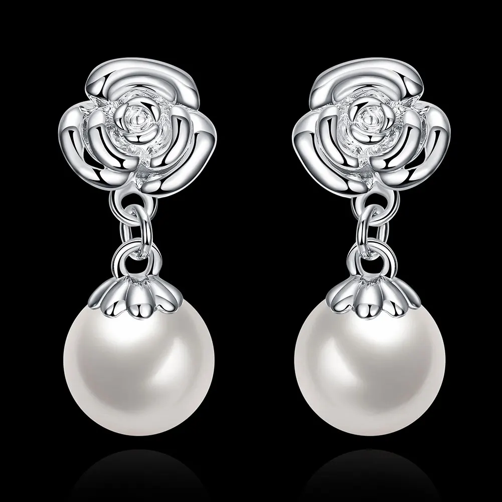 Цветок и жемчужные подвесные fantaisie pendantes boucle d'oreille orecchini белые пластиковые donna