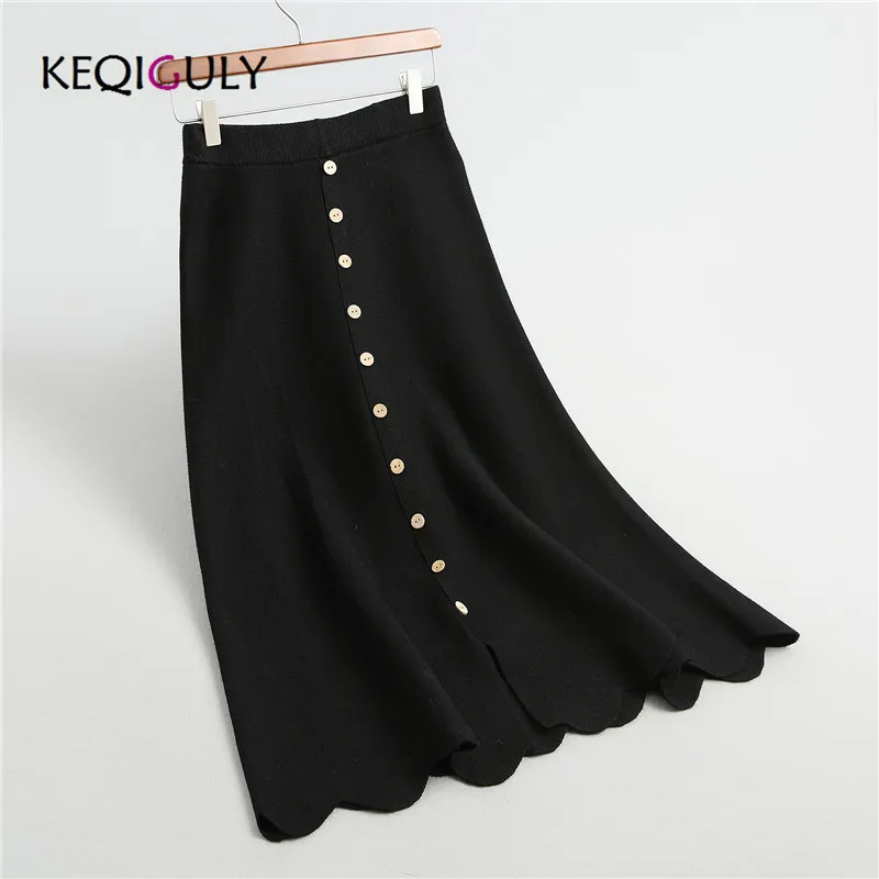 Новая мода 2018 Женская трикотажная длинная юбка осень-зима Повседневная