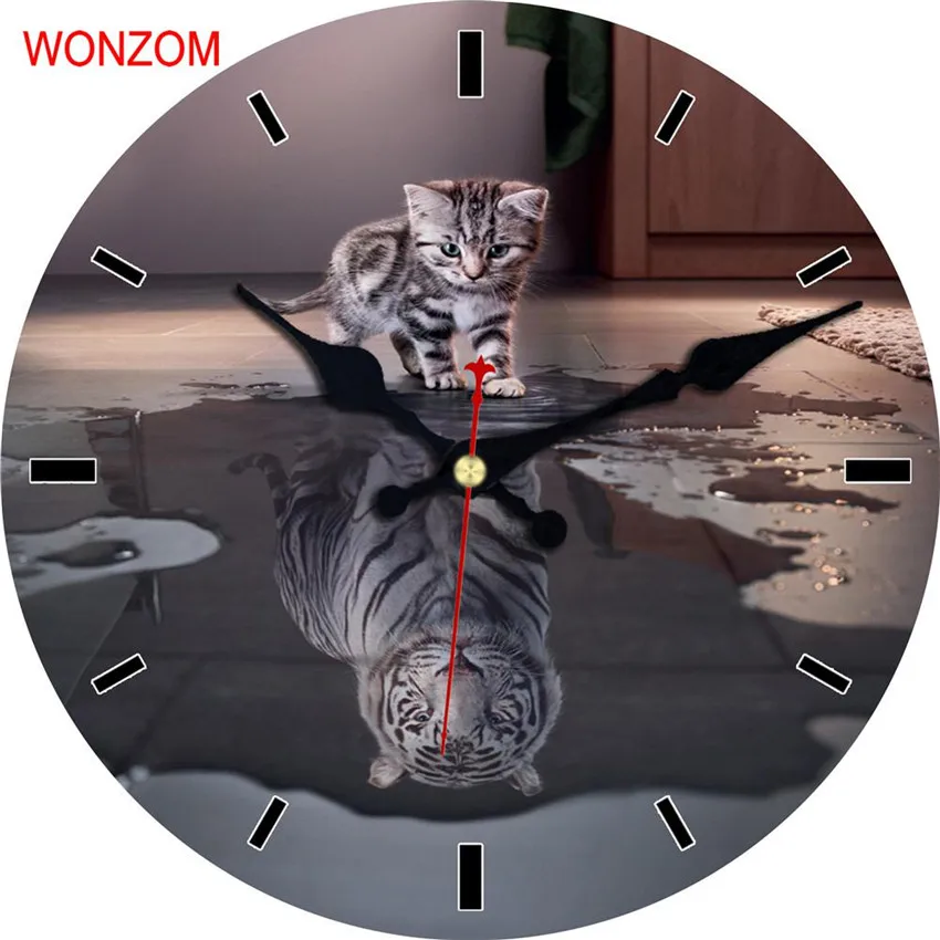 WONZOM кошка собака дизайн большие настенные часы с животными Бесшумная гостиная Настенный декор Saat украшение дома часы настенные Reloj De Pared