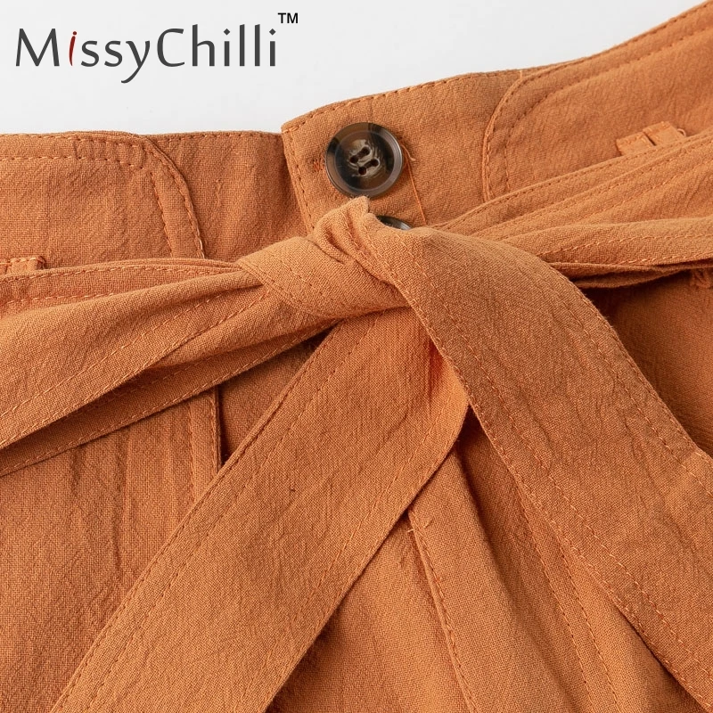 Женские шорты MissyChilli классические прямые Клубные на шнурках с высокой талией и