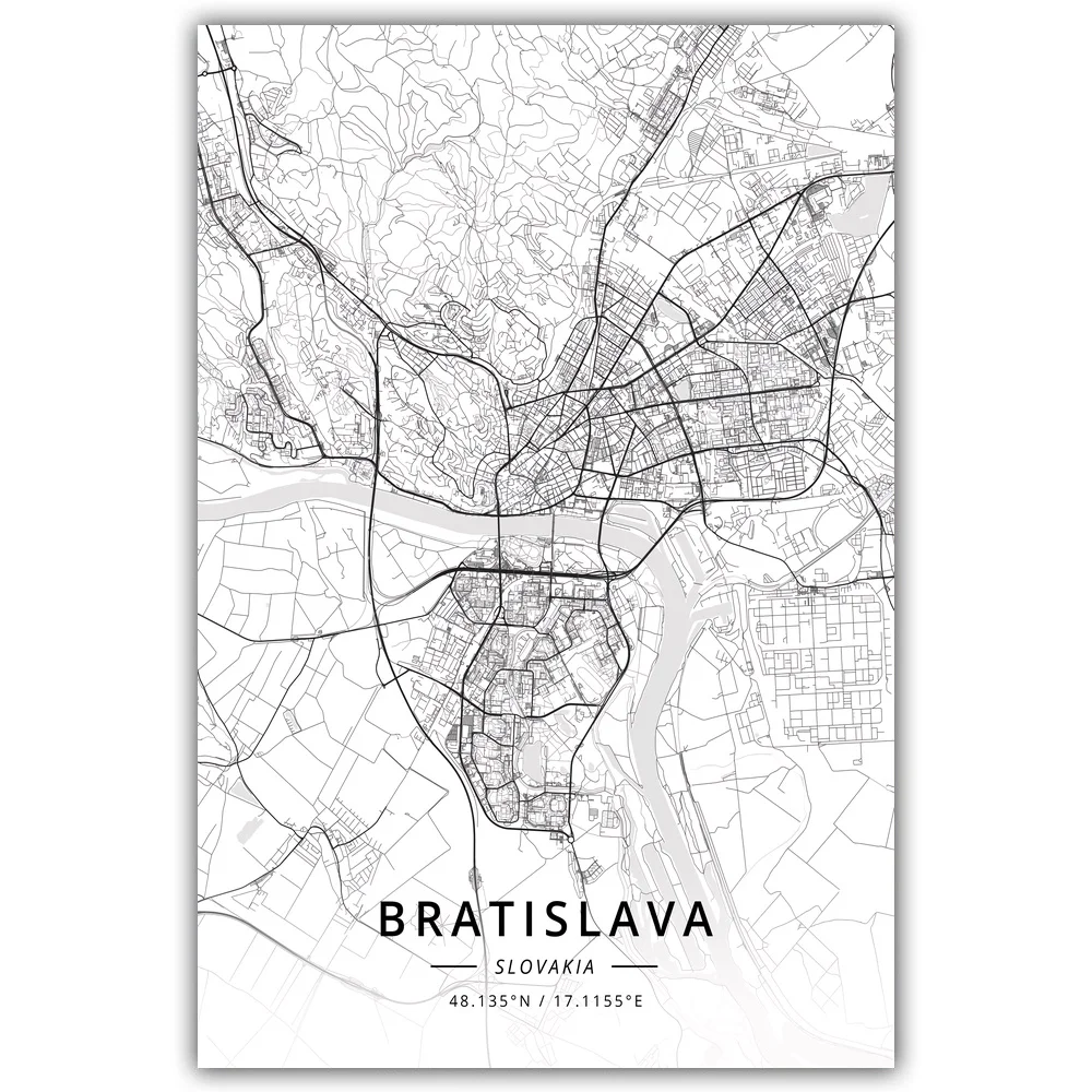 

Bratislava Slovakia Map Poster