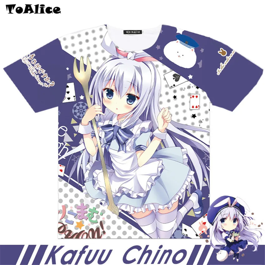 10 типов брендов это заказ кролика? Полные Графические футболки Kafuu Чино Косплэй