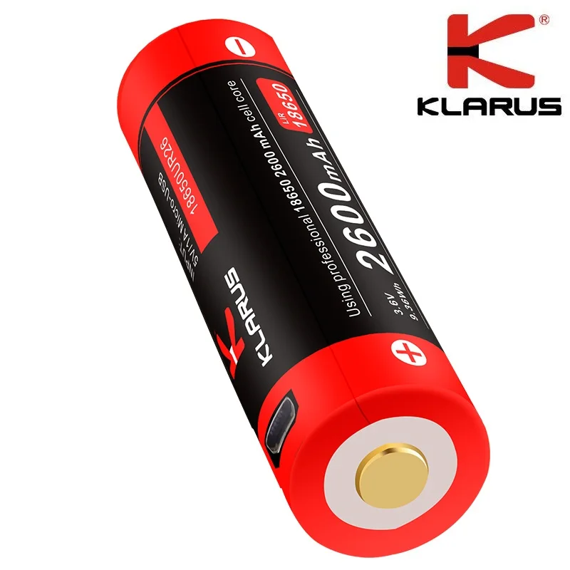Новая Klarus многоуровневая защита 18650 2600 мАч 3.6В литий ионная батарея с зарядкой Micro