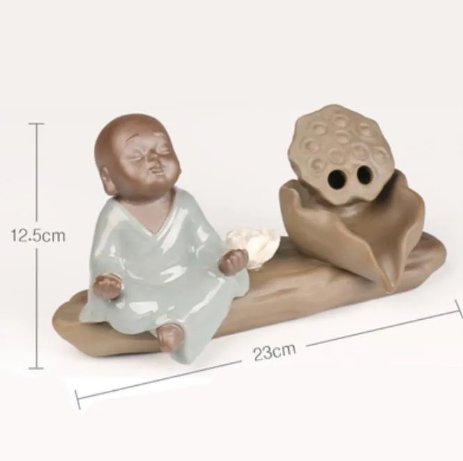 Little Monk A Креативный керамический фонтан для воды Фэн-шуй, счастливые фонтаны для воды, офисный настольный фонтан для увлажнения, маленький аквариум - Цвет: Little Monk A