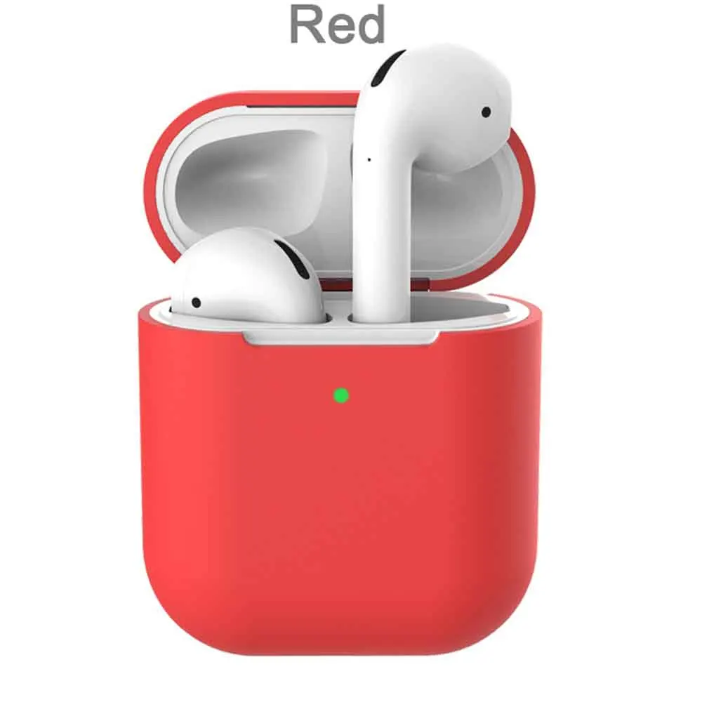 red 1 шт. мягкий силиконовый чехол из ТПУ для Airpods 2 защитный чехол для кожи пыленепроницаемый против потери тонкий беспроводной чехол для наушников - Цвет: red