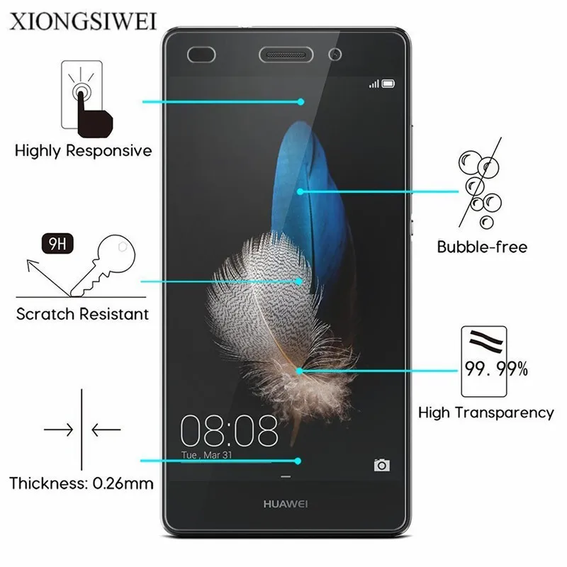 Закаленное стекло для Huawei P8 Lite 2 шт. Защита экрана зеркальное Защитное стеклянная