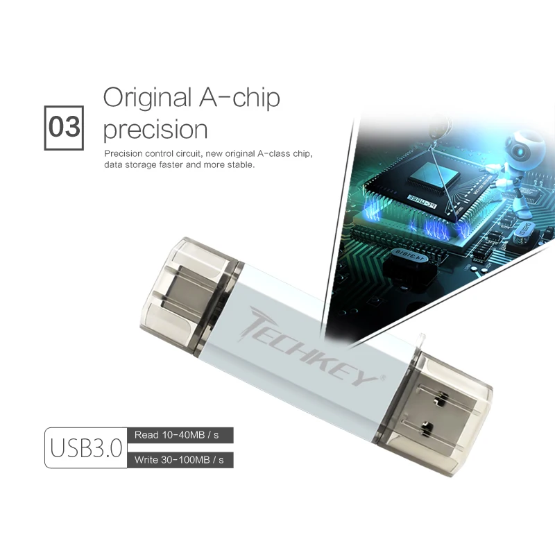 TECHKEY USB 3,0 type-C 3,1 usb флеш-накопитель 3,0 64 Гб металлический пользовательский флеш-накопитель 32 Гб USB флешка 16 Гб для телефонов Micro USB flash type C