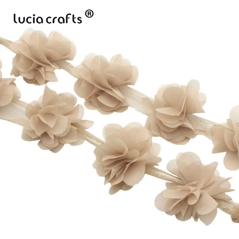 Lucia crafts ПРИБЛИЗИТЕЛЬНО 5,5 см 3D шифон цветы кружево отделка шитье поставки платье украшение кружевная ткань аппликация V0401