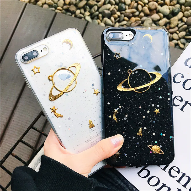 Милый мультфильм планета Луна Чехол для телефона iPhone 7 6 6S 8 плюс X XS MAX XR звездное