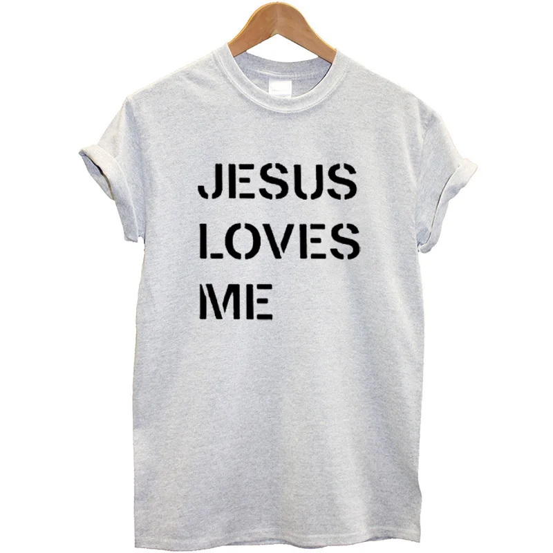 Женская хлопковая Футболка с принтом Jesus Loves Me летняя футболка уличная одежда