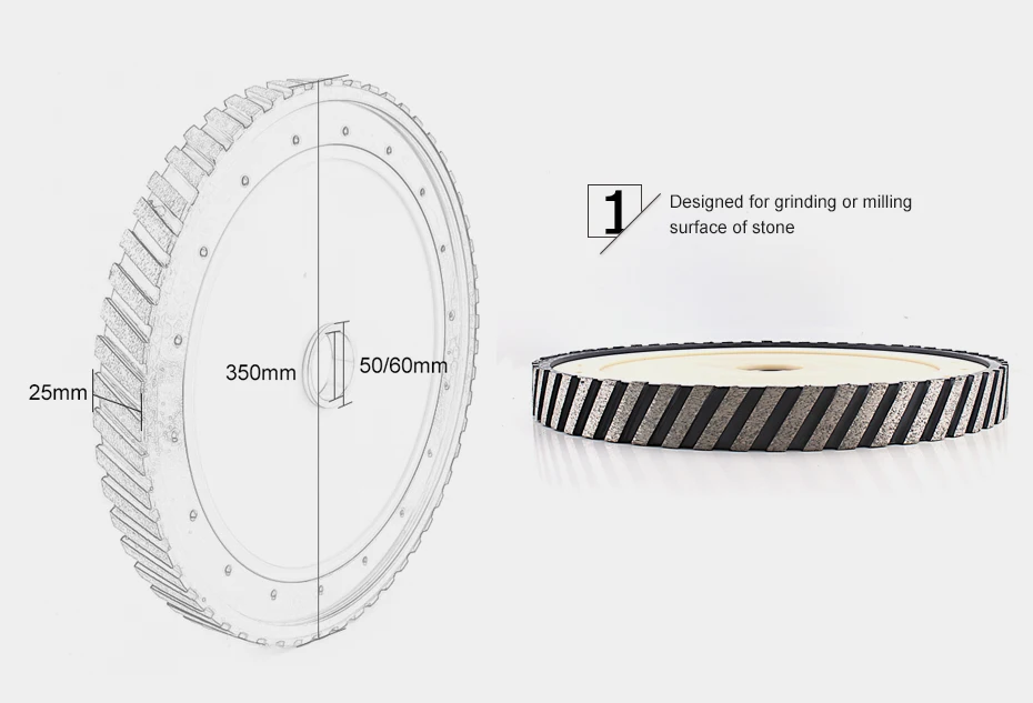 DC-SCGW1425 diamond silent core фрезерные колеса D350mm с сегмента шириной 25 мм шлифовки гранита и мрамор
