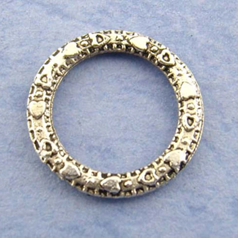 DoreenBeads цинковый сплав закрытая пайка круглые кольца серебристого цвета с узором