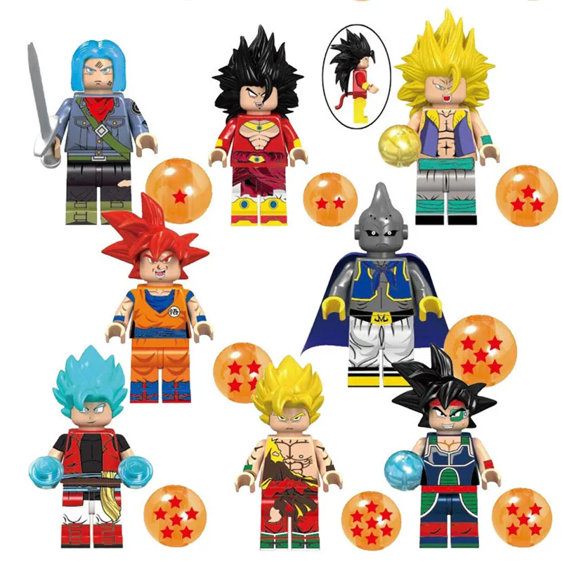 8 шт./лот Dragon Ball фигурка Z Son Goku Vegeta Master Roshi Krillin строительный блок брендовые фигурки Набор моделей игрушки для детей