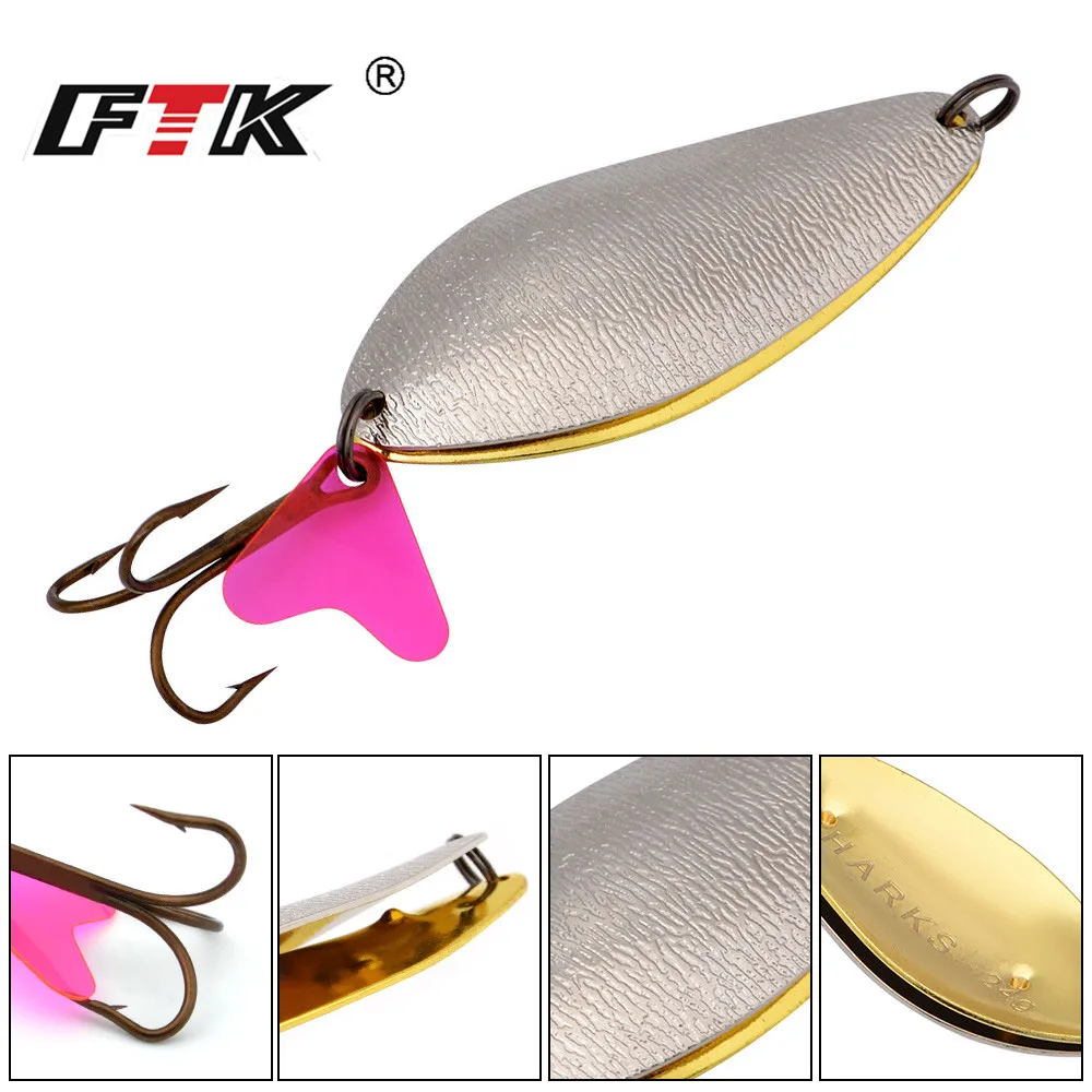 FTK Fishing Lure Spoon 1PC 7cm/24g With 1# Treble Hook Bass CrankBait Crank Bait Pesca Tackle | Спорт и развлечения