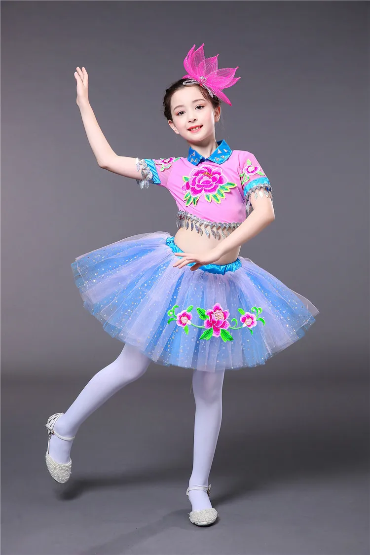 Танцевальная одежда с цветочным рисунком для сальсы танцевальное платье детский
