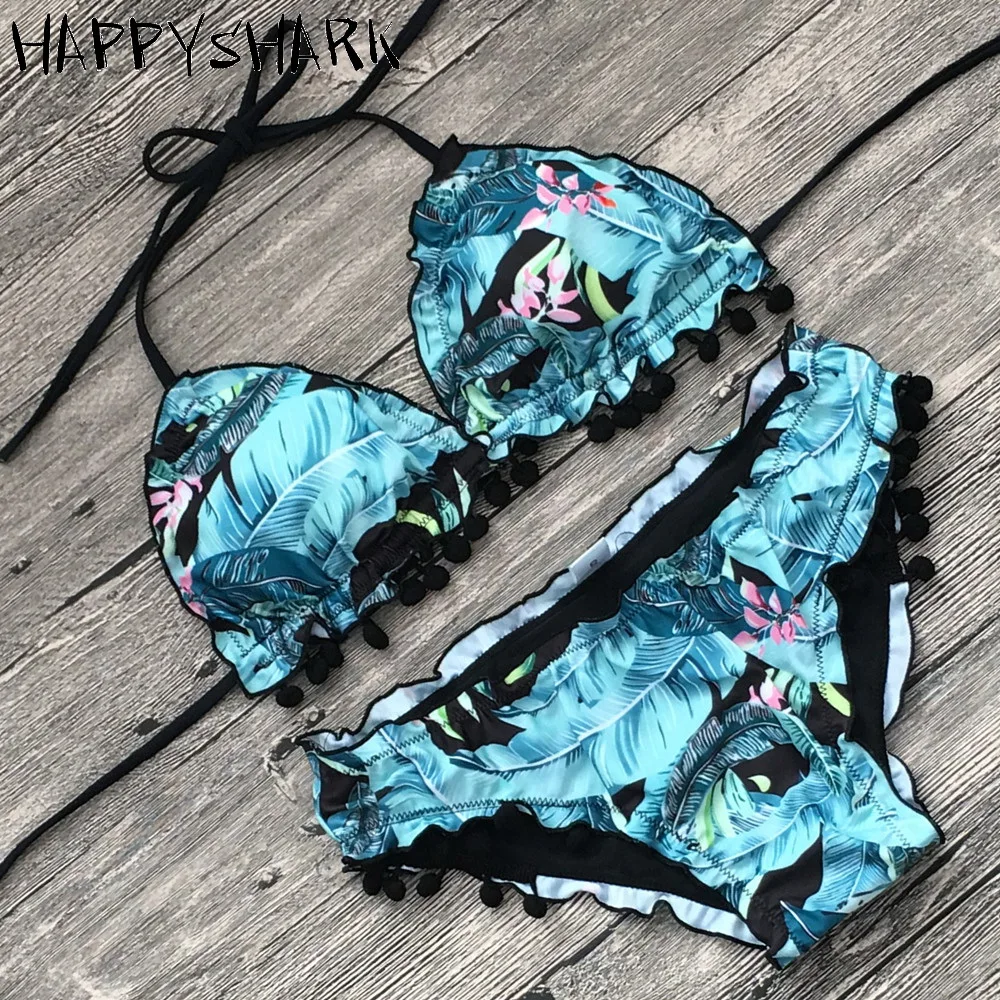 HAPPY SHARK 2018 сексуальный плюшевый мяч складывающийся край бикини женский купальник