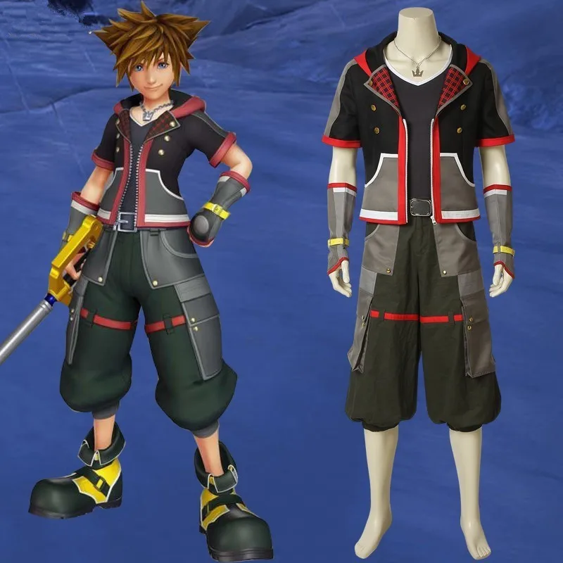 Костюм для косплея Game Kingdom Hearts Sora футболка с короткими рукавами и штаны перчатки