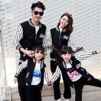 family matching clothes autumn winter dad mom kids baseball uniform sports set coat pants children school holiday causal suit