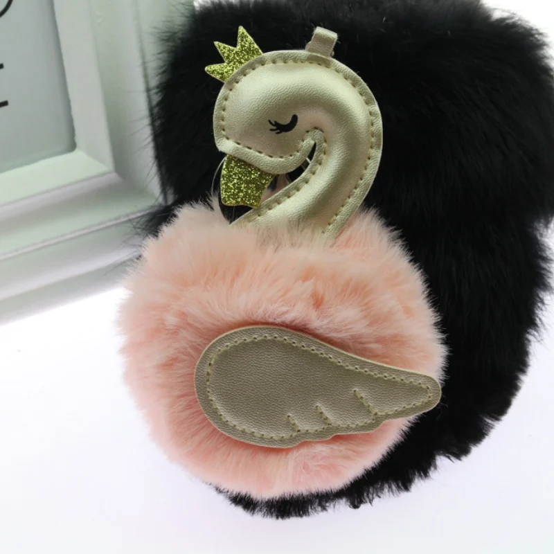 PINXIU Новый Фламинго пушистый помпон porte clef pompom Fourrure для женщин femme Pom брелок ключей