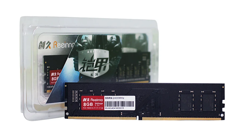 Reeinno оперативной памяти DDR4, объемом памяти 4 ГБ/8 ГБ 2400 МГц 1,2 V 288pin PC4-19200 17-17-17-39 CL = 17 Интерфейс высокоскоростной Одиночный модуль оперативной памяти DIMM fordesktop