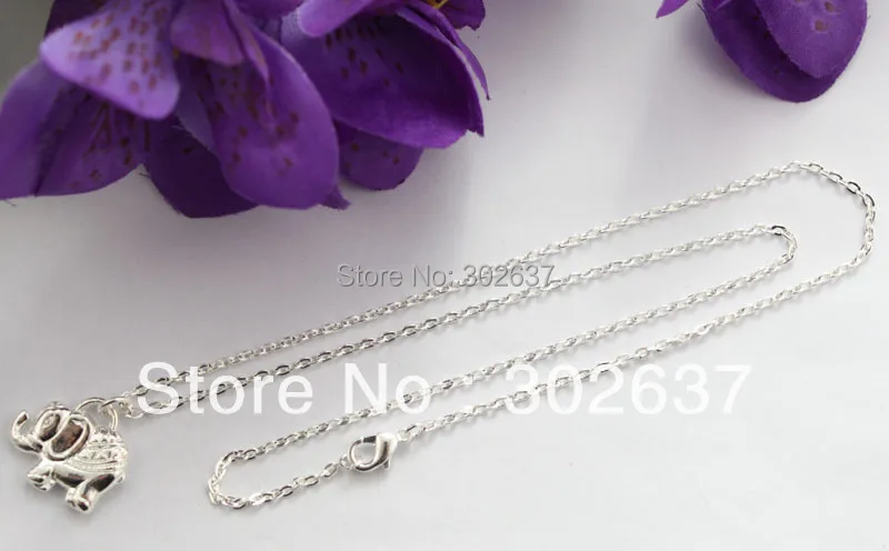 

10PCS Silver Plated Elephant Pendant Chain Necklaces #22470