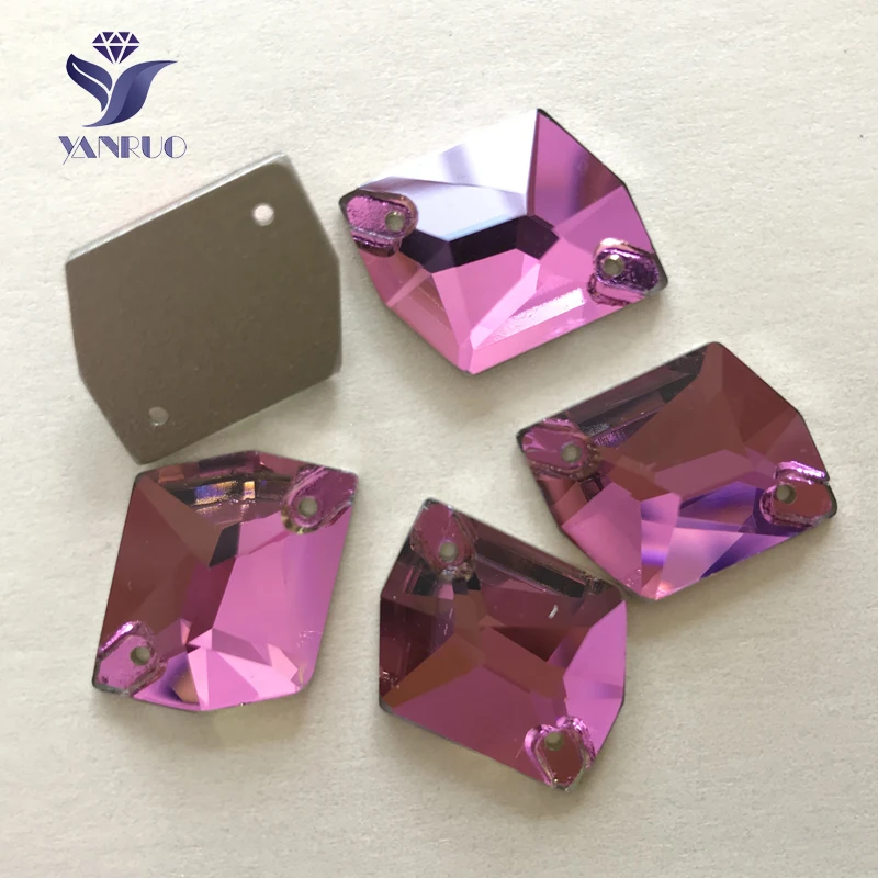 YANRUO #3265 Роза, Космический кристалл, искусственные розовые стразы, плоская спина, пришивные камни для украшения одежды, аппликация, ремесла