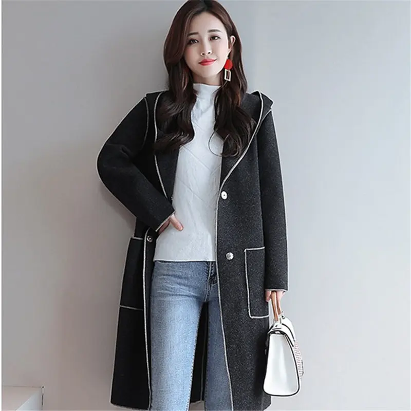 Зимняя женская куртка 2019 корейская версия длинный абзац выше колена шерстяное