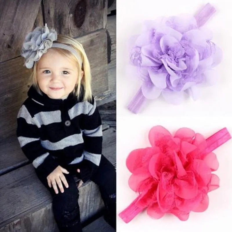 

Newborn Headwear Gauze Fascinator Flower Headband children Hair Band Of Elastic Hair Accessories A114-3