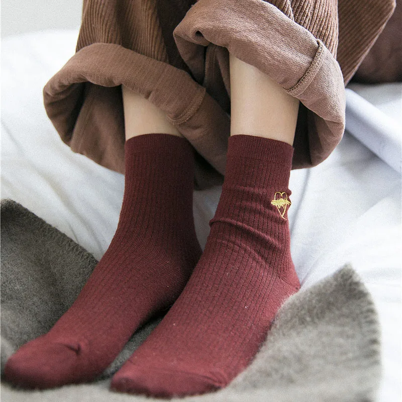 Носки женские хлопковые с вышивкой 6 пар|Носки| |