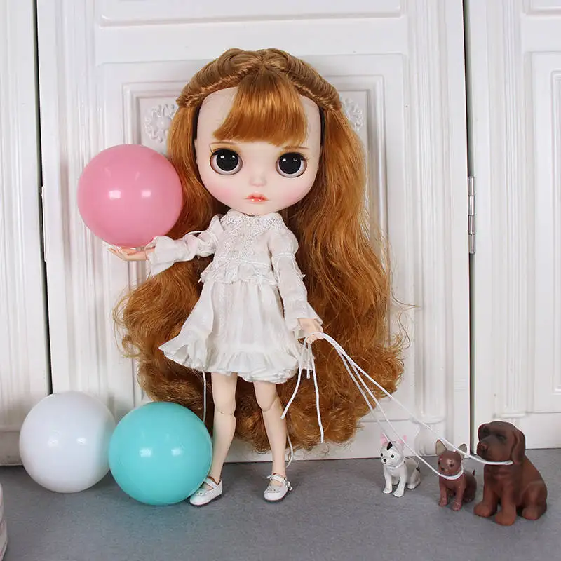 Complete set of doll Кукла Blyth, 1/6, шарнирное тело, новинка, ручная роспись, матовое лицо, белая кожа, костюм куклы 30 см, DIY BJD, SD игрушки, подарок с ручной группой AB - Цвет: Complete set of doll