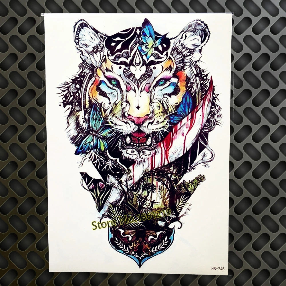 Синий рододендроны Временные татуировки Для женщин Хна тату паста 21x15 см стены