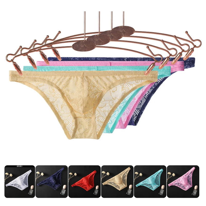 Трусы-джоки мужские кружевные гей-трусы брифы пикантное нижнее белье прозрачные