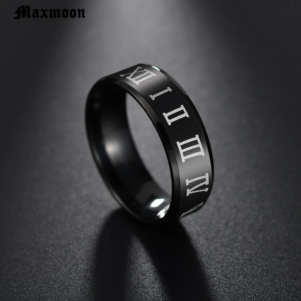 Maxmoon ashion черное кольцо с римскими цифрами мужское крутое коктейльное свадебное