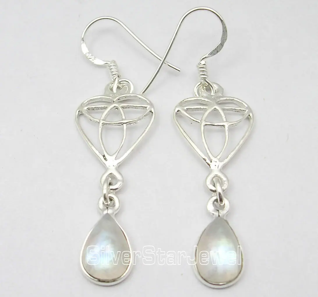 Красивые серьги подвески с радужным лунным камнем 4 7 см|dangle earrings|earrings danglesilver earrings