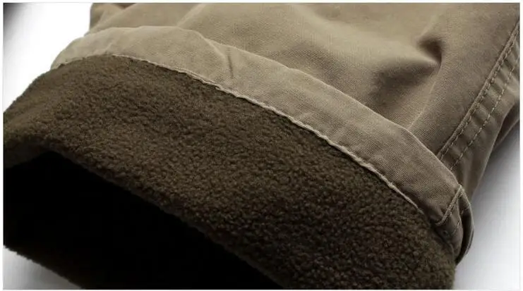 Мужские Зимние флисовые толстые теплые брюки карго Длинные повседневные