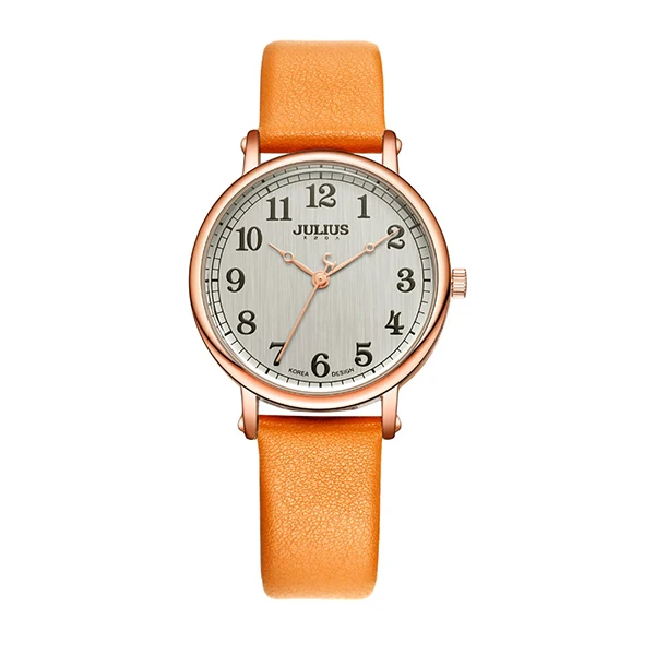 orange watch Julius бренд часы винтажные цифровые кожаные часы женские спортивные круглые Bjg циферблат кварцевые наручные часы женские часы Montre Femme - Цвет: orange watch