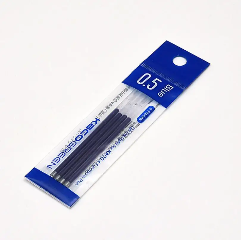 Blue Ink 4pcs Xiaomi Youpin KACO 4 в 1 многофункциональная ручка 0,5 мм черный синий красный стержень сменный гелевый карандаш механический карандаш японские чернила для офиса и школы - Цвет: Blue Ink 4pcs