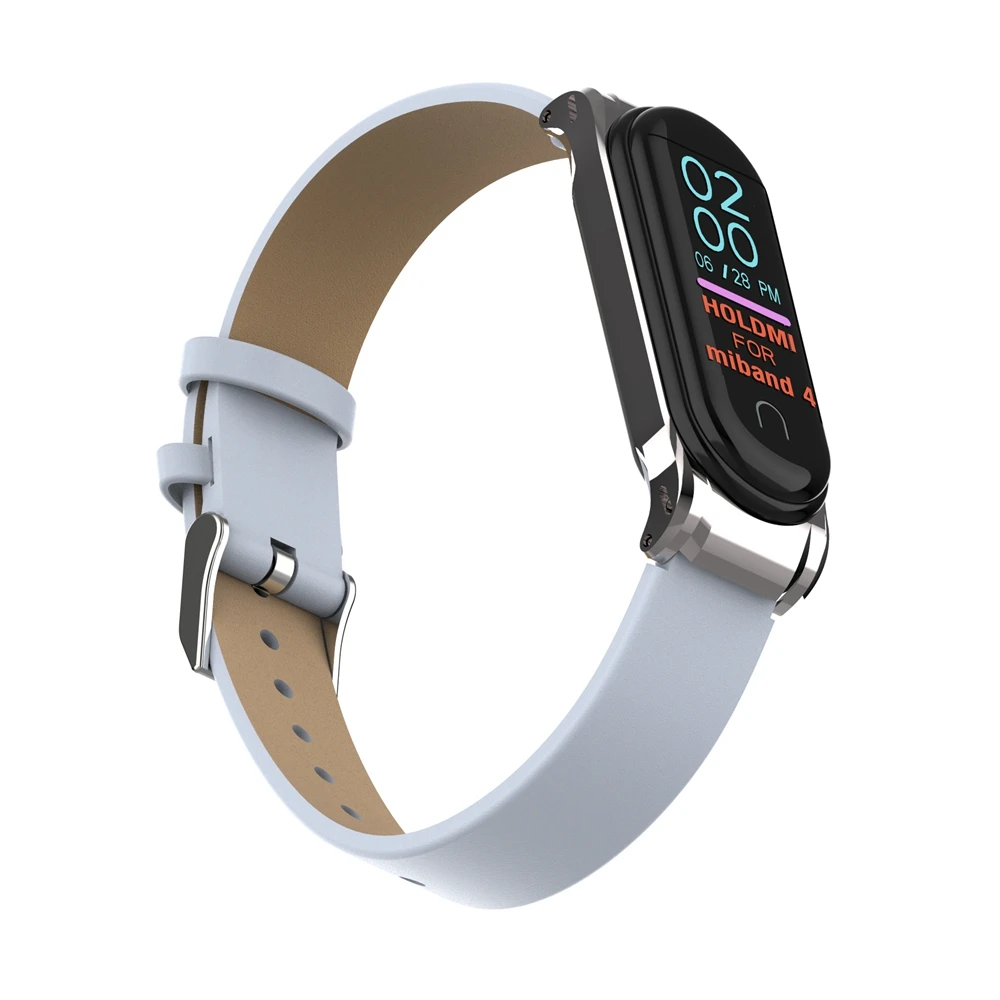 Кожаный ремешок для Xiaomi mi Band 4 3 Смарт-браслет металлический чехол для спортивных часов для mi Band 4 Замена