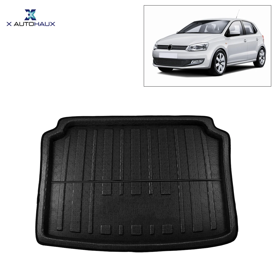 

X AUTOHAUX Car Rear Trunk Floor Mat Cargo Boot Liner Carpet Tray for VW Polo 2010-2017