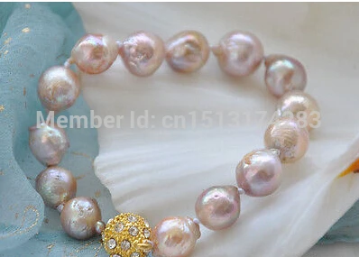 

Free Shipping>>>8" 13mm LAVENDER almost round KESHI REBORN PEARL bracelet