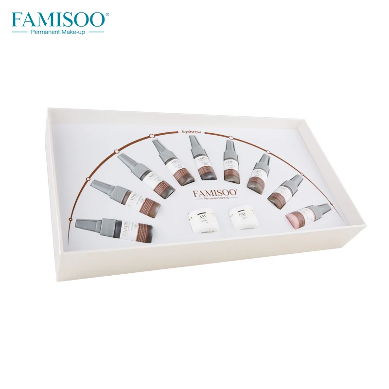 FAMISOO 11 шт./компл. постоянный макияж Пигмент профессиональные татуаж подачи чернил