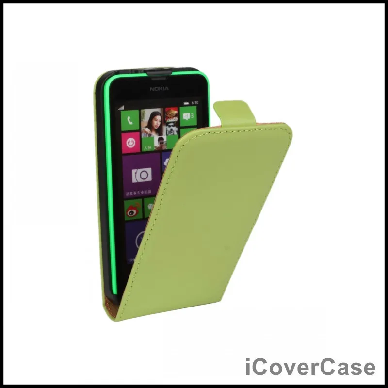 Чехол из натуральной кожи, чехол для Nokia microsoft Lumia 630, кожаный чехол, вертикальный откидной чехол, чехол для мобильного телефона, книги, чехол s - Цвет: Green