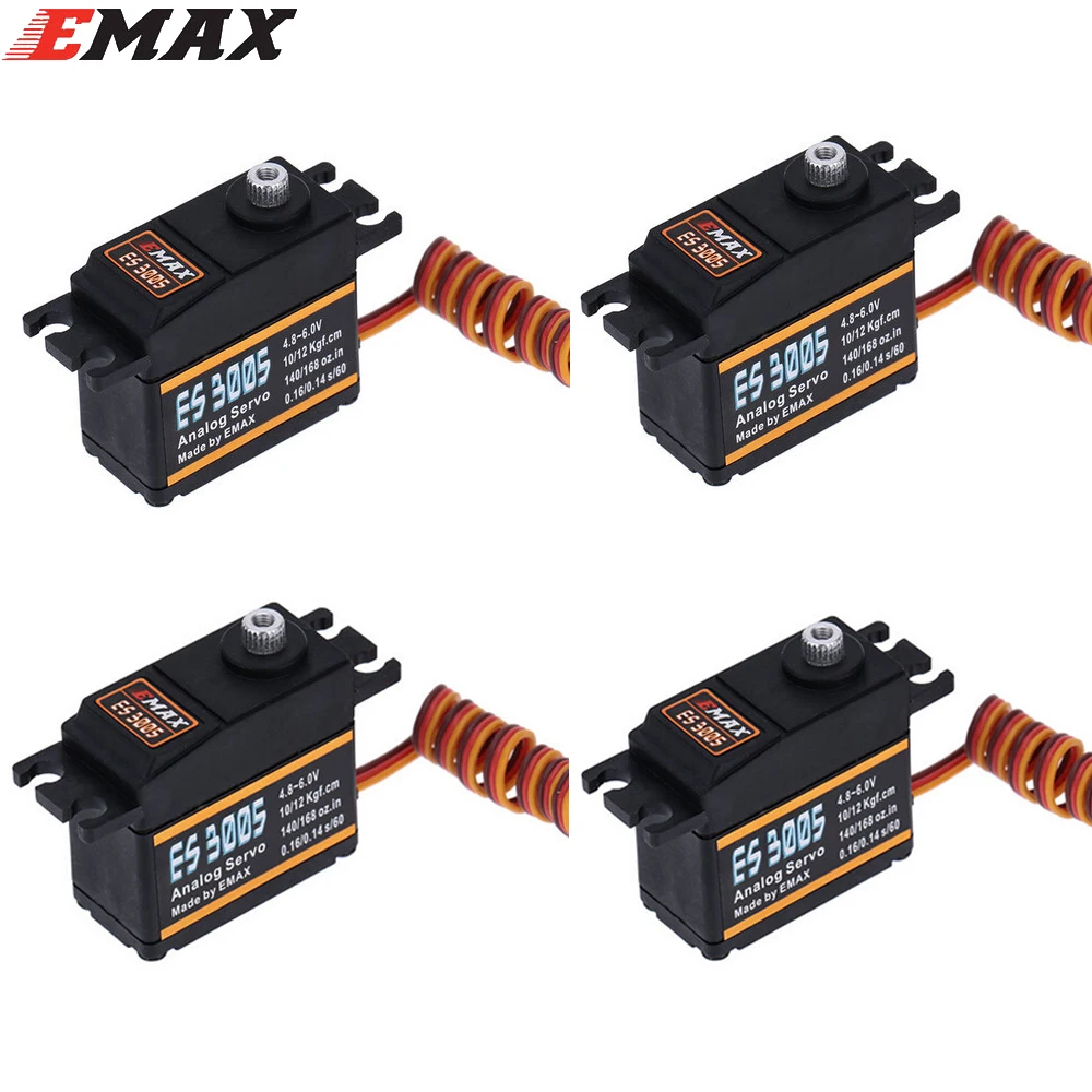 4 pcs EMAX ES3005 Analog Metal Waterproof Servo with Gears 43g servo 13KG torque for RC car boat airplane register shipping