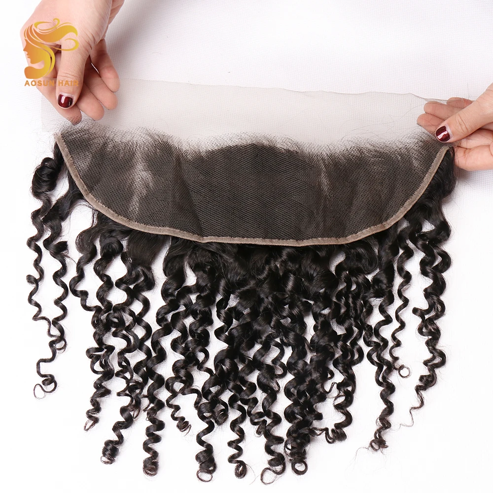 AOSUN волосы бразильские Реми волосы переплетение двойной нарисованный Fumi Kinky Curly 13*4 Кружева Фронтальная человеческих волос наращивание 10-20 дюйм(ов