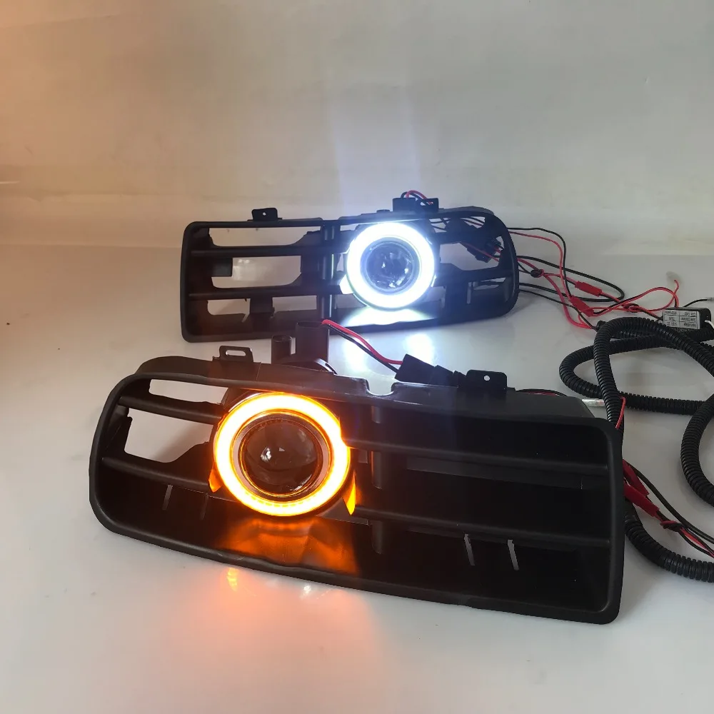 RQXR противотуманная фара вождение свет в сборе для Volkswagen Golf mk4 cob angel eye светодиодные дневные ходовые огни сигнал поворота