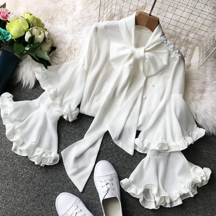 Новинка 2019 года для женщин топы корректирующие Мода оборками с расклешенными